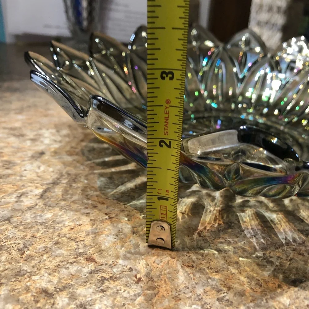 Federal Glass Smoke Iridescent Petal Pressed Glass bowl - Picture 4 of 6